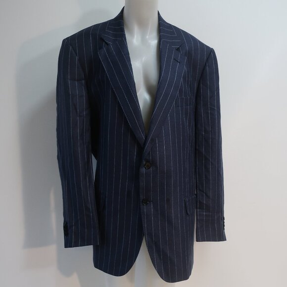 Mens Loro Piana Cashmere Cloud Blue Pinstriped 2 Button Blazer 42R EUR/US 56R - Picture 1 of 10